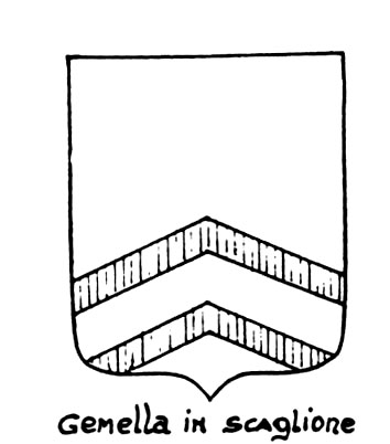 Image of the heraldic term: Gemella in scaglione